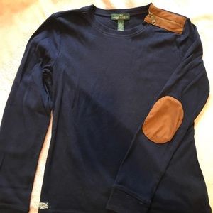 Women’s Ralph Lauren Navy Sweater Suede Patches